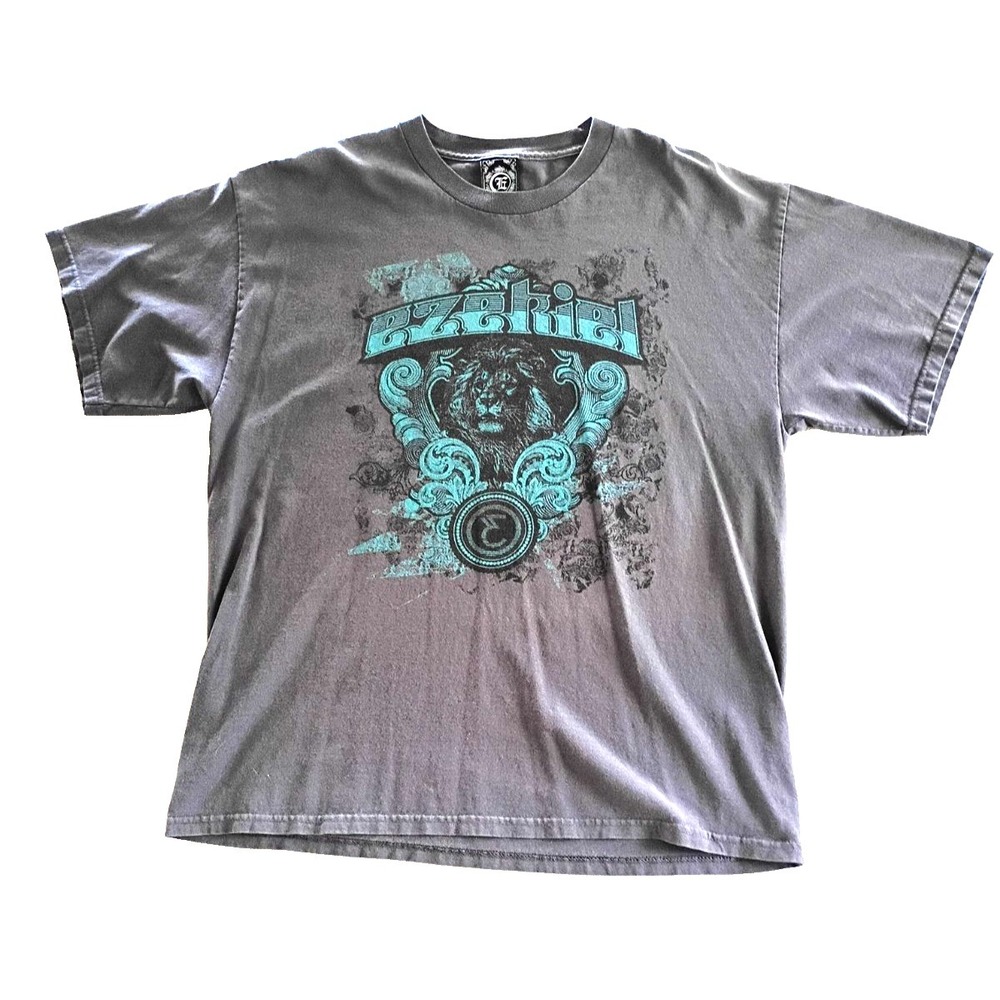 Vintage Ezekiel Skateboard T-Shirt Tribal Lion Graphic Grey XL 100% Cotton